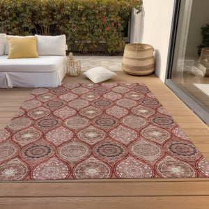 HomeRoots 5' Vibrant Floral Medallion Area Rug – Stylish, Washable, Durable for Indoor & Outdoor Spaces 5' X 8' 614624