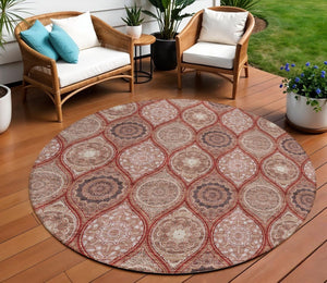 HomeRoots 5' Vibrant Floral Medallion Area Rug – Stylish, Washable, Durable for Indoor & Outdoor Spaces 8' Round 614625
