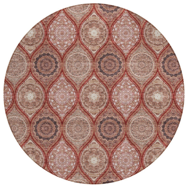 HomeRoots 5' Vibrant Floral Medallion Area Rug – Stylish, Washable, Durable for Indoor & Outdoor Spaces 8' Round 614625