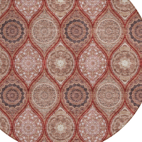 HomeRoots 5' Vibrant Floral Medallion Area Rug – Stylish, Washable, Durable for Indoor & Outdoor Spaces 8' Round 614625