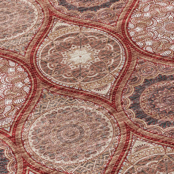 HomeRoots 5' Vibrant Floral Medallion Area Rug – Stylish, Washable, Durable for Indoor & Outdoor Spaces 8' Round 614625