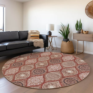 HomeRoots 5' Vibrant Floral Medallion Area Rug – Stylish, Washable, Durable for Indoor & Outdoor Spaces 8' Round 614625