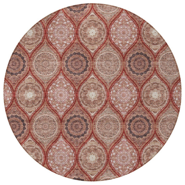 HomeRoots 5' Vibrant Floral Medallion Area Rug – Stylish, Washable, Durable for Indoor & Outdoor Spaces 8' Round 614625
