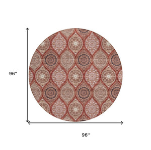 HomeRoots 5' Vibrant Floral Medallion Area Rug – Stylish, Washable, Durable for Indoor & Outdoor Spaces 8' Round 614625