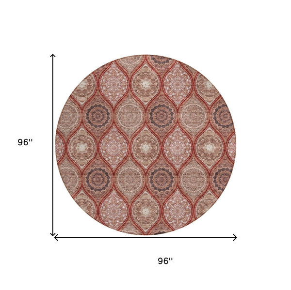 HomeRoots 5' Vibrant Floral Medallion Area Rug – Stylish, Washable, Durable for Indoor & Outdoor Spaces 8' Round 614625