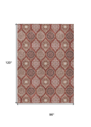 HomeRoots 5' Vibrant Floral Medallion Area Rug – Stylish, Washable, Durable for Indoor & Outdoor Spaces 8' X 10' 614626