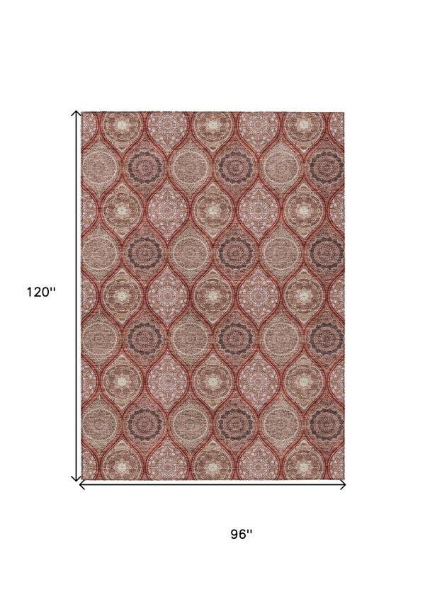 HomeRoots 5' Vibrant Floral Medallion Area Rug – Stylish, Washable, Durable for Indoor & Outdoor Spaces 8' X 10' 614626