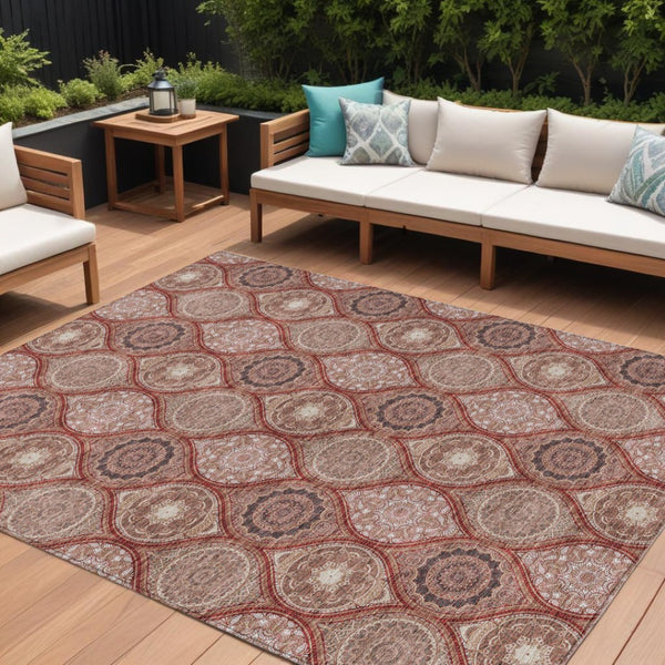 HomeRoots 5' Vibrant Floral Medallion Area Rug – Stylish, Washable, Durable for Indoor & Outdoor Spaces 8' X 10' 614626