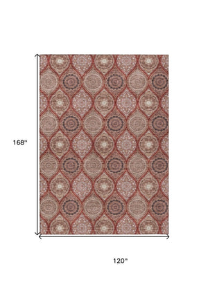 HomeRoots 5' Vibrant Floral Medallion Area Rug – Stylish, Washable, Durable for Indoor & Outdoor Spaces 10' X 14' 614628