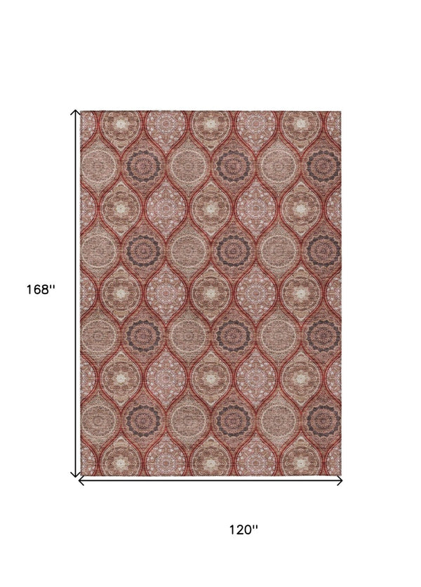HomeRoots 5' Vibrant Floral Medallion Area Rug – Stylish, Washable, Durable for Indoor & Outdoor Spaces 10' X 14' 614628
