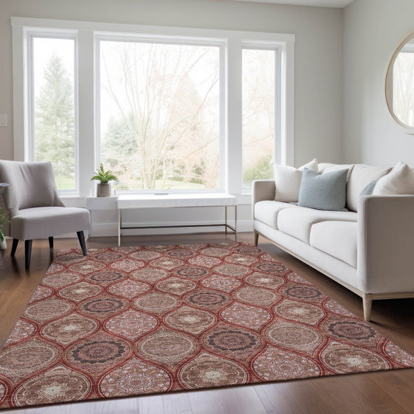 HomeRoots 5' Vibrant Floral Medallion Area Rug – Stylish, Washable, Durable for Indoor & Outdoor Spaces 10' X 14' 614628