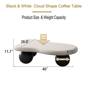 English Elm 40 Inch Cloud Shaped Mdf Coffee Table with Ball Legs Sculptural Modern Living Room W1435S00022