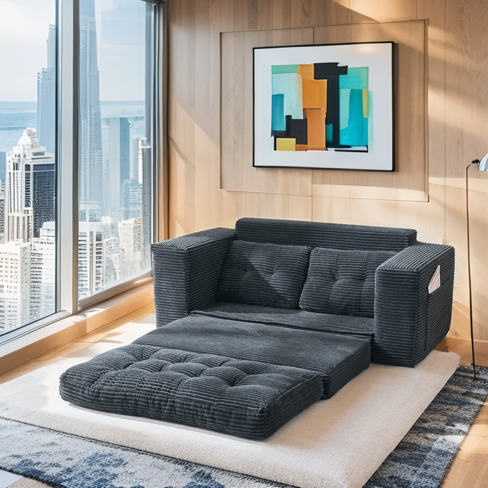 English Elm Loveseat Convertible Sofa Bed With Memory Foam - Stylish Corduroy, No Assembly, Perfect For Small Spaces! W2959P379137