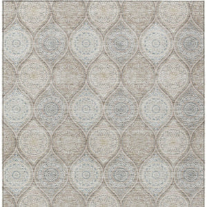 HomeRoots 9' X 12' Taupe Beige Khaki Floral Medallion Rug - Durable, Washable, Indoor/Outdoor, Easy Care! 614639