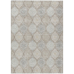 HomeRoots 9' X 12' Taupe Beige Khaki Floral Medallion Rug - Durable, Washable, Indoor/Outdoor, Easy Care! 614639