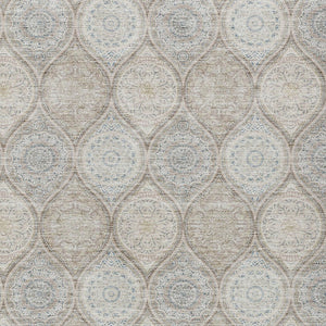 HomeRoots 9' X 12' Taupe Beige Khaki Floral Medallion Rug - Durable, Washable, Indoor/Outdoor, Easy Care! 614639
