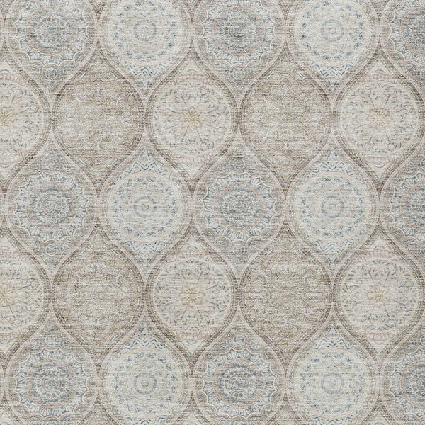 HomeRoots 9' X 12' Taupe Beige Khaki Floral Medallion Rug - Durable, Washable, Indoor/Outdoor, Easy Care! 614639