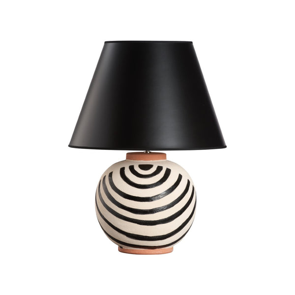 Wildwood Luca Terracotta Lamp With Hand-Painted Brushstrokes, Matte Black Shade, Sculptural Italian Design 61464