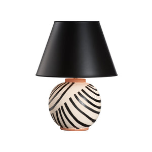 Wildwood Luca Terracotta Lamp With Hand-Painted Brushstrokes, Matte Black Shade, Sculptural Italian Design 61464