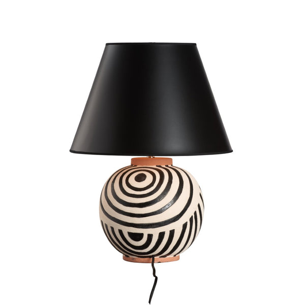 Wildwood Luca Terracotta Lamp With Hand-Painted Brushstrokes, Matte Black Shade, Sculptural Italian Design 61464