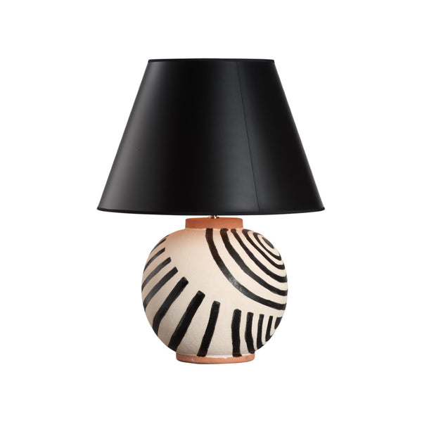 Wildwood Luca Terracotta Lamp With Hand-Painted Brushstrokes, Matte Black Shade, Sculptural Italian Design 61464