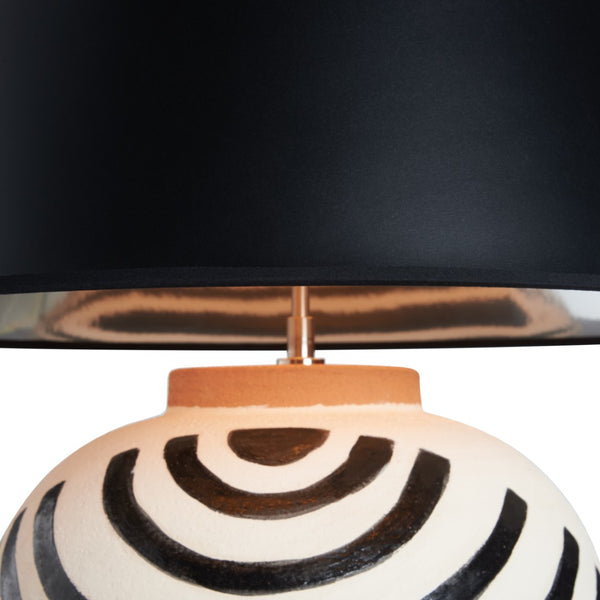 Wildwood Luca Terracotta Lamp With Hand-Painted Brushstrokes, Matte Black Shade, Sculptural Italian Design 61464