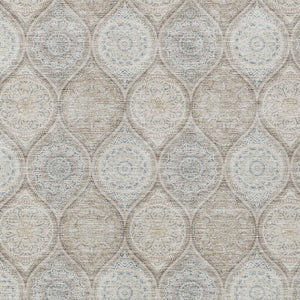 HomeRoots 5' Floral Medallion Area Rug in Taupe Beige & Khaki - Durable, Washable for Indoor & Outdoor Use 10' X 14' 614640