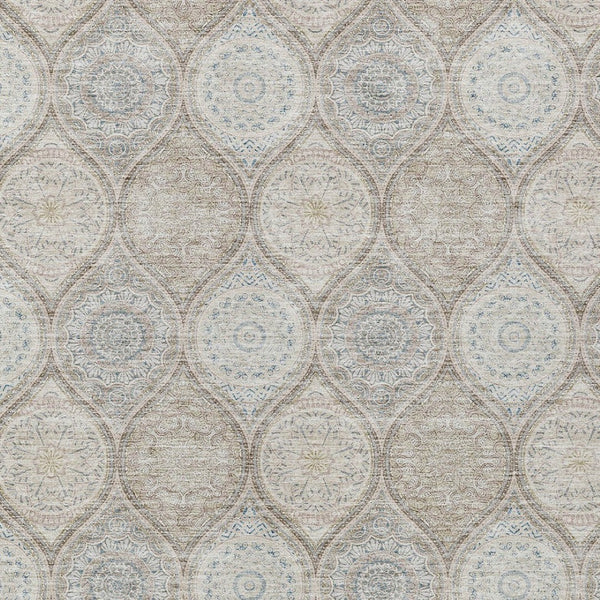 HomeRoots 5' Floral Medallion Area Rug in Taupe Beige & Khaki - Durable, Washable for Indoor & Outdoor Use 10' X 14' 614640
