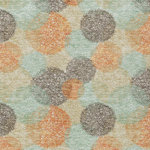 HomeRoots 5' Washable Indoor Outdoor Area Rug in Beige with Aqua and Orange Polka Dots for Any Space 5' X 8' 614648