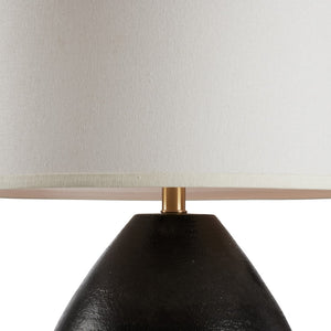 Wildwood Enzo Handcrafted Italian Terra Cotta Table Lamp With Black‑White Drip Glaze And White Linen Shade 61465