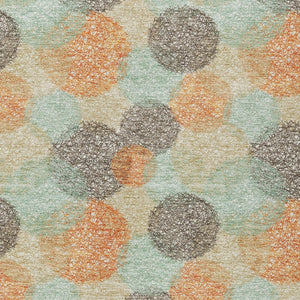 HomeRoots 5' Washable Indoor Outdoor Area Rug in Beige with Aqua and Orange Polka Dots for Any Space 8' X 10' 614650