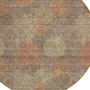 HomeRoots 5' Washable Indoor Outdoor Area Rug with Brown, Taupe, and Sage Polka Dot Design, Kid & Pet Friendly 8' Round 614655