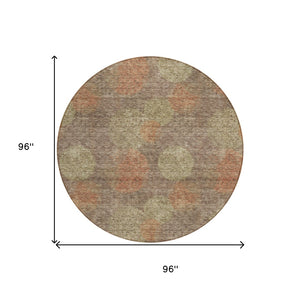 HomeRoots 5' Washable Indoor Outdoor Area Rug with Brown, Taupe, and Sage Polka Dot Design, Kid & Pet Friendly 8' Round 614655