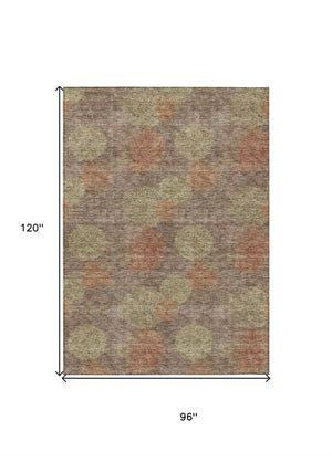 HomeRoots 5' Washable Indoor Outdoor Area Rug with Brown, Taupe, and Sage Polka Dot Design, Kid & Pet Friendly 8' X 10' 614656