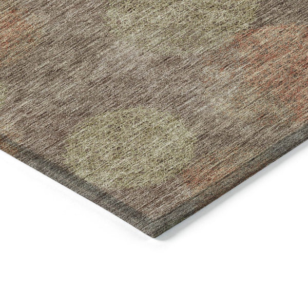 HomeRoots 5' Washable Indoor Outdoor Area Rug with Brown, Taupe, and Sage Polka Dot Design, Kid & Pet Friendly 8' X 10' 614656