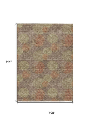 HomeRoots 5' Washable Indoor Outdoor Area Rug with Brown, Taupe, and Sage Polka Dot Design, Kid & Pet Friendly 9' X 12' 614657