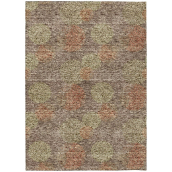 HomeRoots 5' Washable Indoor Outdoor Area Rug with Brown, Taupe, and Sage Polka Dot Design, Kid & Pet Friendly 9' X 12' 614657