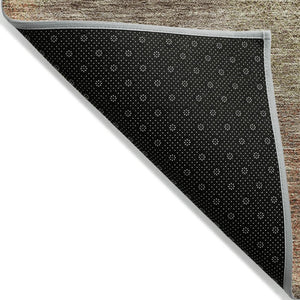 HomeRoots 5' Washable Indoor Outdoor Area Rug with Brown, Taupe, and Sage Polka Dot Design, Kid & Pet Friendly 9' X 12' 614657