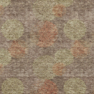 HomeRoots 5' Washable Indoor Outdoor Area Rug with Brown, Taupe, and Sage Polka Dot Design, Kid & Pet Friendly 9' X 12' 614657