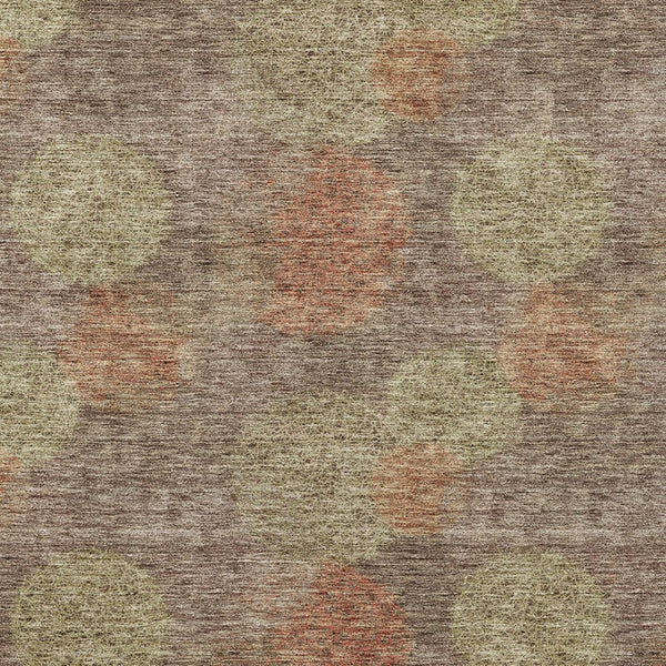 HomeRoots 5' Washable Indoor Outdoor Area Rug with Brown, Taupe, and Sage Polka Dot Design, Kid & Pet Friendly 9' X 12' 614657