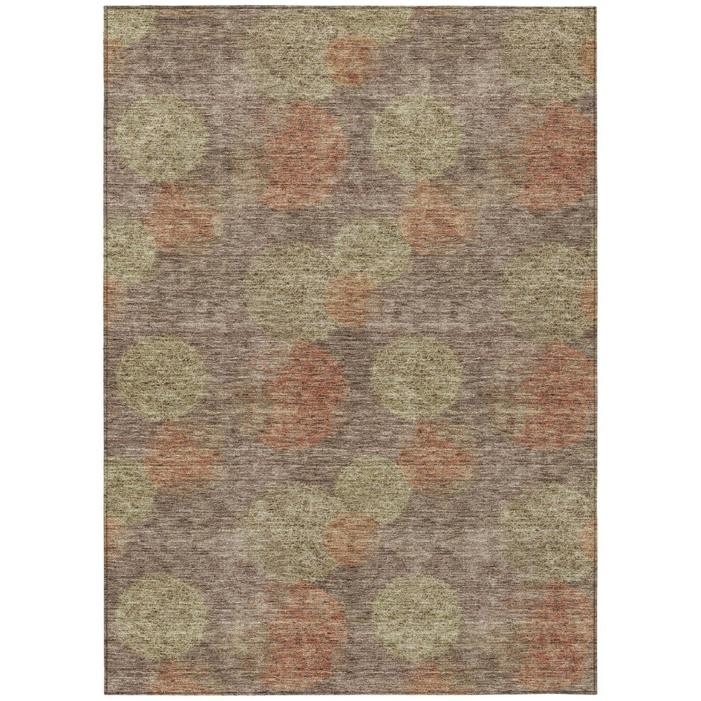 HomeRoots 5' Washable Indoor Outdoor Area Rug with Brown, Taupe, and Sage Polka Dot Design, Kid & Pet Friendly 10' X 14' 614658