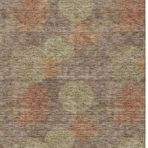 HomeRoots 5' Washable Indoor Outdoor Area Rug with Brown, Taupe, and Sage Polka Dot Design, Kid & Pet Friendly 10' X 14' 614658
