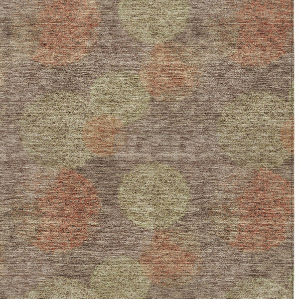 HomeRoots 5' Washable Indoor Outdoor Area Rug with Brown, Taupe, and Sage Polka Dot Design, Kid & Pet Friendly 10' X 14' 614658