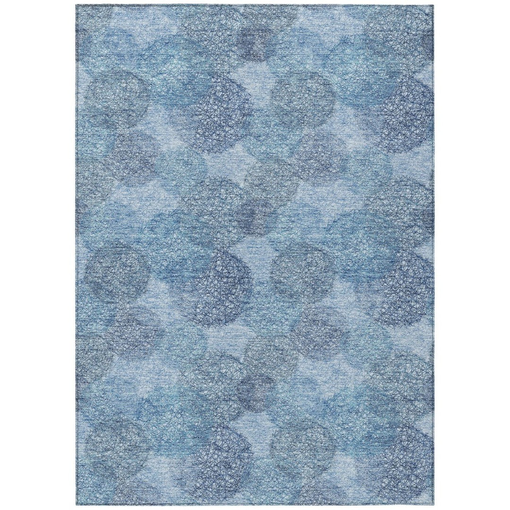 HomeRoots 5' Durable Denim Blue Polka Dot Area Rug - Stylish Washable Design for Indoor & Outdoor Spaces 5' X 8' 614660