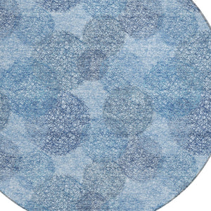 HomeRoots 5' Durable Denim Blue Polka Dot Area Rug - Stylish Washable Design for Indoor & Outdoor Spaces 8' Round 614661