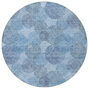 HomeRoots 5' Durable Denim Blue Polka Dot Area Rug - Stylish Washable Design for Indoor & Outdoor Spaces 8' Round 614661