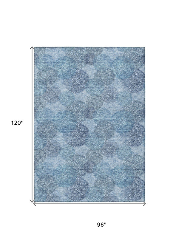 HomeRoots 5' Durable Denim Blue Polka Dot Area Rug - Stylish Washable Design for Indoor & Outdoor Spaces 8' X 10' 614662