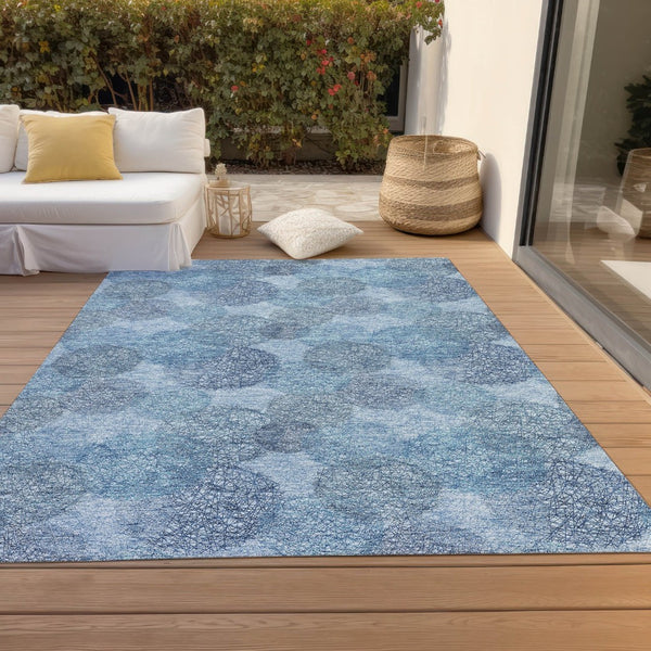 HomeRoots 5' Durable Denim Blue Polka Dot Area Rug - Stylish Washable Design for Indoor & Outdoor Spaces 8' X 10' 614662