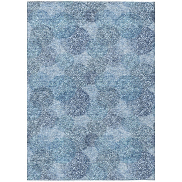 HomeRoots 5' Durable Denim Blue Polka Dot Area Rug - Stylish Washable Design for Indoor & Outdoor Spaces 8' X 10' 614662