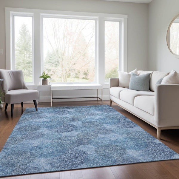 HomeRoots 5' Durable Denim Blue Polka Dot Area Rug - Stylish Washable Design for Indoor & Outdoor Spaces 8' X 10' 614662